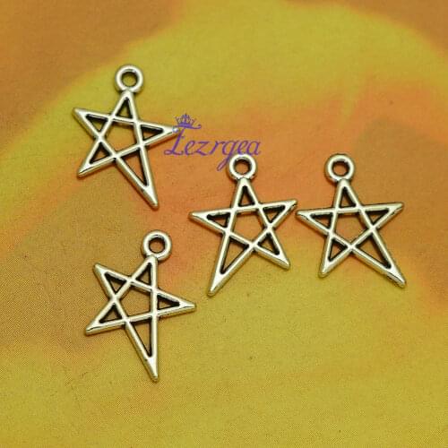 50pcs/lot--17x13mm,star chams, Antique silver plated Hollow Star charms,DIY supplies, Jewelry accessories