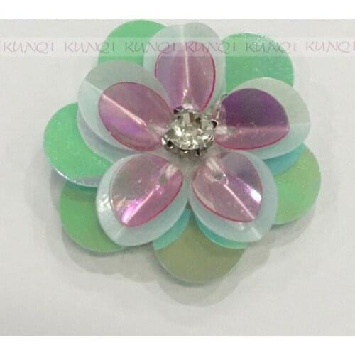 6Pcs/Lot Decorative Handmade Sequins Beads Flower Applique Patches ,Hair Clip,Bags,Brooch,Clothes Sew on,Glue on DIY Accessory