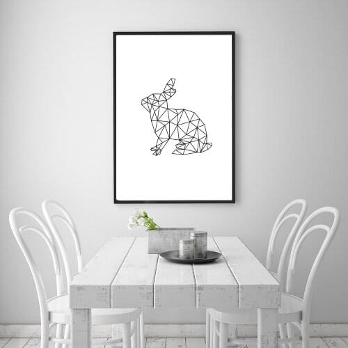 Abstract Canvas Print Painting Geometric Rabbit Nordic Style Wall Art Picture For Home Decoration Living Room No Frame LZ468