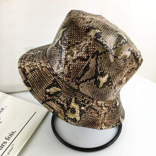 New Cotton Snake Print Fishman Cap Both Sides Bucket Hat Fisherman Hat Outdoor Travel Hat Sun Cap Hats for Men and Women