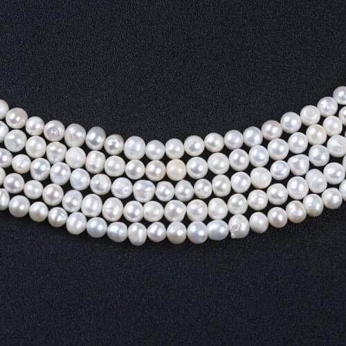 Wholesale White 7-8mm B Grade Potato Shape Freshwater Pearl Bead Strand