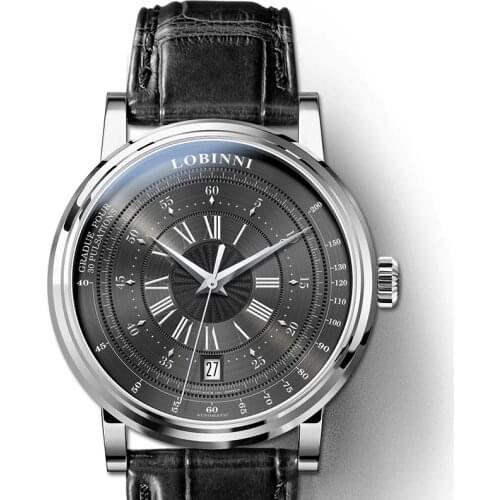 Lobinni MIYOTA Mens Mechanical Watch Vintage Multifunction Tachymeter Male Sport Watch Switzerland Luxury reloj hombre Dropship