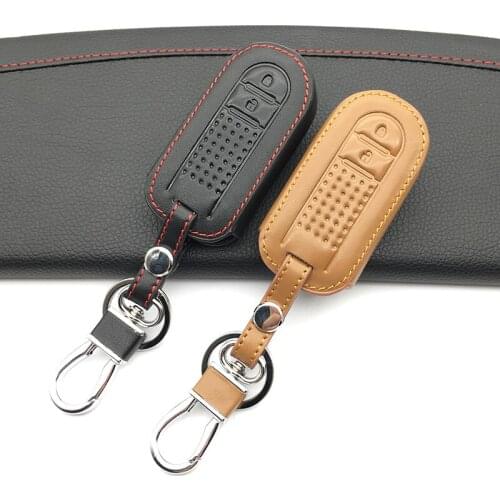Genuine Leather Car Key Case Wallet For Toyota Daihatsu TANTO LA600S Perodua Smart Keys 2 Buttons Car Key Protection Cover