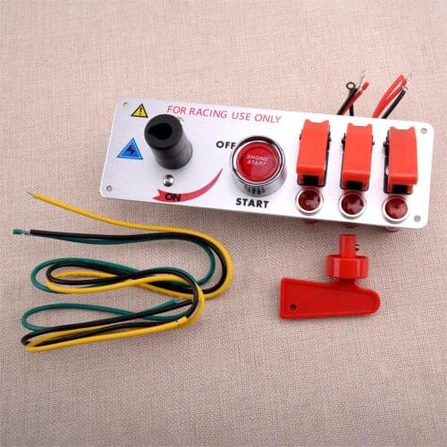 CITALL 5in1 Flip-up Ignition Switch Panel Engine Start LED Push Button Toggle Accessories 12V for Professional Racing Cars