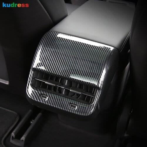 For Tesla Model Y 2020 2021 2022 Carbon Fiber Color Rear Air Condition Vent Outlet Cover Trim AC Frame Car Interior Accessories
