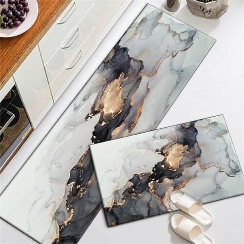 Black Ink Painting Abstract Kitchen Floor Carpet Rug Long Non-slip Washable Bath Floor Mat Doormat For Entrance Door Nordic