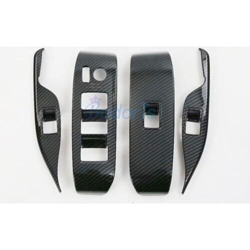 For Toyota Alphard VELLFIRE 30 2016-2019 Carbon Fiber Look Door Armrest Panel Window Switch Lift Buttons Cover Trim Sticker