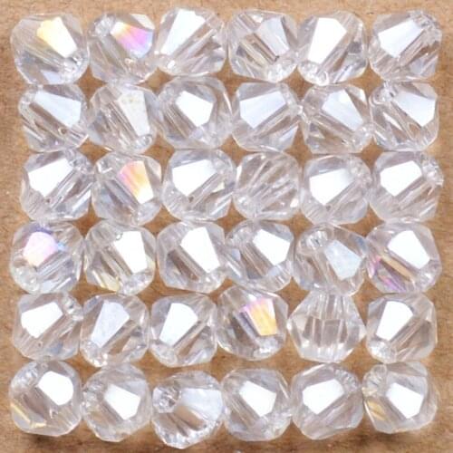 100pcs White ab Color 4mm Bicone Crystal Beads Glass Beads Loose Spacer Beads DIY Jewelry Making Austria Crystal Beads