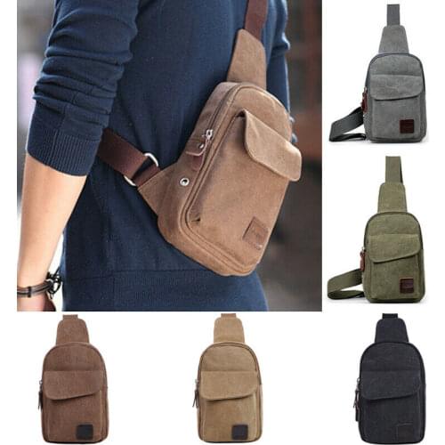 Unisex Canvas Waist Packs Men Travel Chest-Bag Casual Cross Body Bags Outdoor Canvas Satchel Shoulder Bag