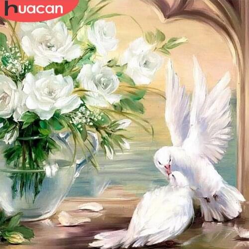 HUACAN 5D Diy Diamond Embroidery Pigeon New Arrival Painting Animal Cross Stitch Mosaic Home Decoration Gift