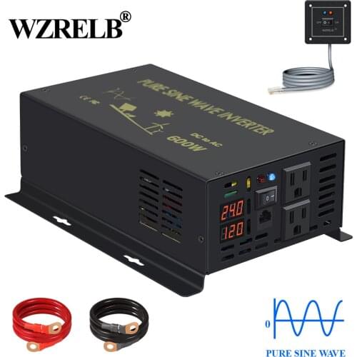 Wired Control Pure Sine Wave Inverter 600W Solar Panel Inverter Battery 12V/24V/48V/96V/110V DC to AC 120V/220V/240V Converter
