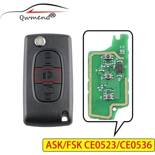 3 Buttons Light Remote Car Key for Citroen C2 C3 C4 C5 C6 C8 Flip Key 433Mhz ID46 Chip VA2/HU83 Blade CE0523/Ce0536 ASK/FSK