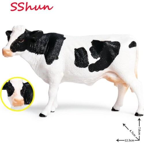 12.5*4.7*7.8CM Dairy Cow Model Solid Simulation Animal World Model Poultry Ranch Cow Mother Cow Child Cognitive Early Learning