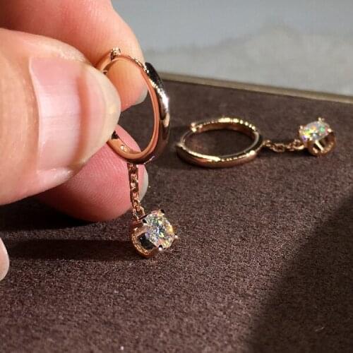 Trendy Bridal Crystal Stone Earrings 6/8mm Round White Zircon Hoop Earrings Vintage Gold Silver Color Wedding Earrings For Women