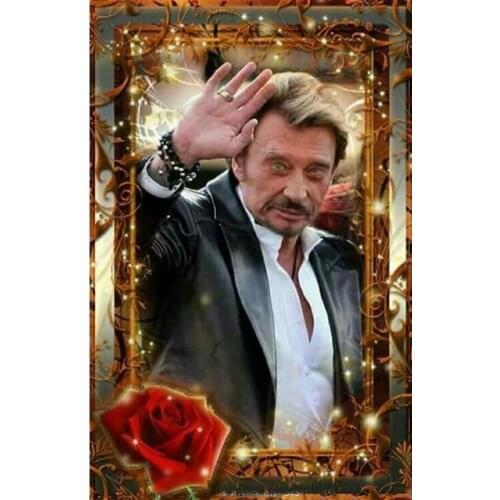 5D DIY Diamond Embroidery Stitch Crystal Square & Round Diamond Sets Decorative Rose Johnny Hallyday Hanging Wall Art