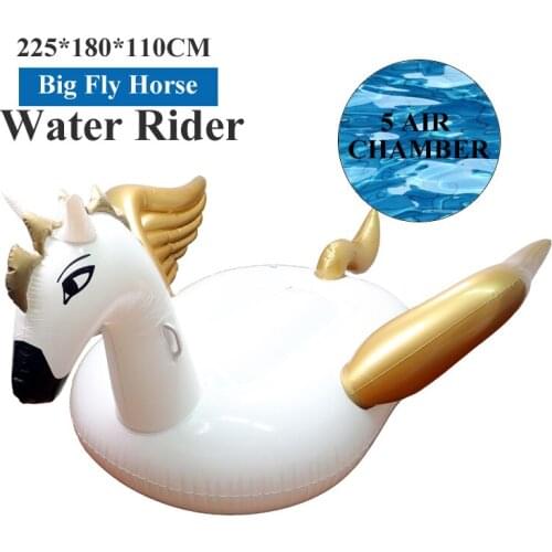225*180*110cm inflatable toy white fly horse beach swimming pool water rider baby animal rider air mat mattress lounge B0049