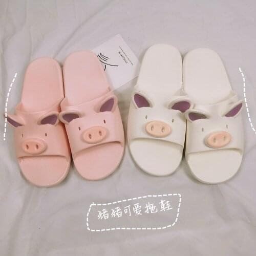 Pig Pink Slippers Female Lovely Girl Mood Partner Home Indoor Comfortable Antiskid Bath Cool Mop Male Home Slippers Mens Shoes