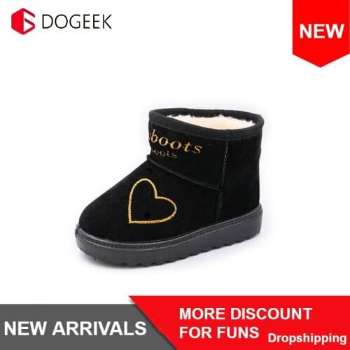 DOGEEK New Flock ChildrenS Autumn Little Girl Ankle Snow Boots For Warm Plush Kids Snow Fashion Winter Warm Lovely Shoes