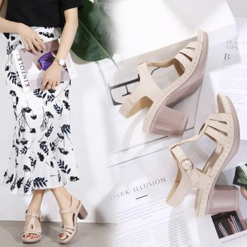Autumn Womens sandals with thick heels and high heels European and American womens shoes Wedge sandals