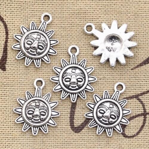 20pcs Charms Sun Sunburst 20x16mm Antique Silver Color Plated Pendants Making DIY Handmade Tibetan Silver Color Finding Jewelry