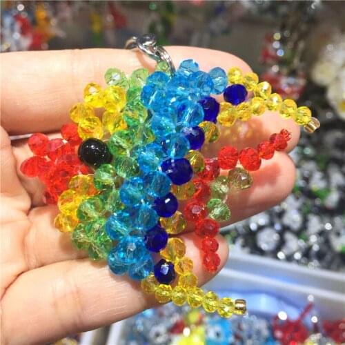 Rainbow Fish Keychain Austrian Crystal Colorful Hand Made Key Ring Gift For Women Girls Bag Pendant Charms Key Chains As Gift