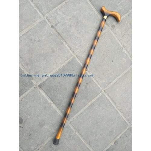 Rare old Chinese wood walking stick,Tiger pattern,Free shipping