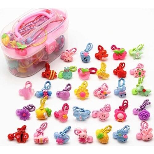 40Pcs/Lot Girls Hair Accessories Gift Box Elastic Hair Bands Flower Hair Clip Bows New Headband Hairband Cute Hairbands for Kid