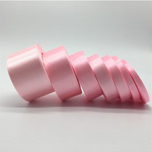 6mm 10mm 15mm 20mm 25mm 38mm 50mm(1Roll 25yds) Pink Silk Satin Ribbon Bow Wedding Party Decoration Invitation Card Gift Packing