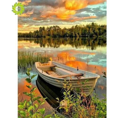 SNA Diamond Painting Full Square Drill DIY Home Decor Craft Mosaic Rhinestone Picture Cross Stitch boating diamond embroidery