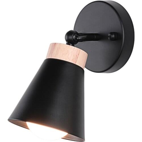 Modern rotating mechanical wall lamps bedroom bedside study Nordic solid wood balcony corridor single LED wall lights lighting