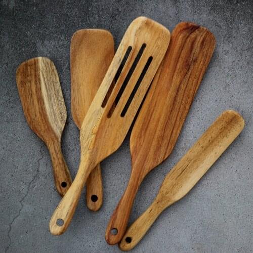 Natural Wood Tableware Spoon Ladle Turner Rice Colander Soup Skimmer Cooking Spoon Scoop Kitchen Reusable Tool Kit