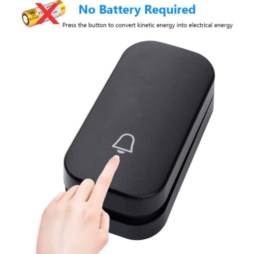 Smart Self Powered Waterproof Wireless DoorBell Door Bell Night Light No Battery EU Plug Smart Home 1 2 Button 1 2 Receiver Hot