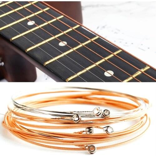 6PCS Universal Acoustic Guitar Strings Pure Copper String Replacement for Musical Classic Acoustic Folk Guitar Parts Accessories