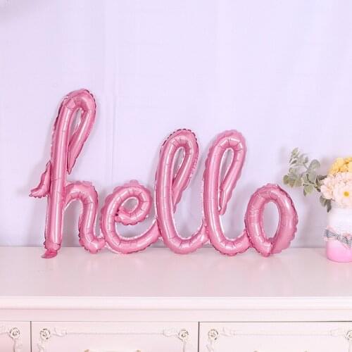 Hello Party Conjoined ballon Celebration Big Foil balloons Graduation Engagement Birthday party decorations Globos Pink balls