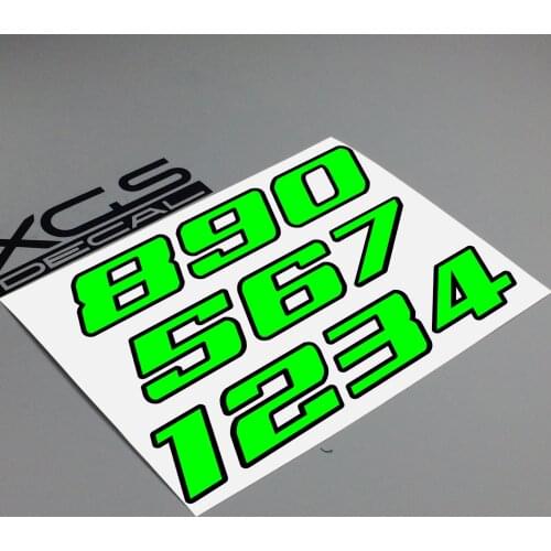 XGS DECAL Car sticker Number Neon Fluorescent Double Layer Vinyl Cut Motorcycle ATV Helmet sticker Outdoor Decal