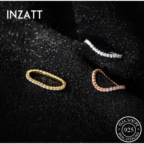 INZATT Real 925 Sterling Silver Square Zircon Chain Ring For Fashion Women Fine Jewelry OL Minimalist Accessories Drop shipping