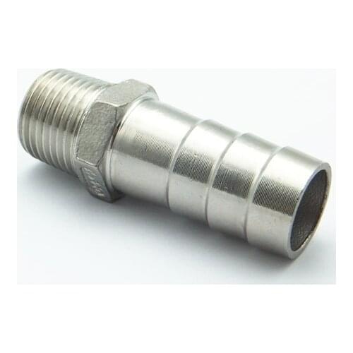1/2" BSP Male Thread x 20mm Hose Barb Tail 304 Stainless Steel Hex Hose Nipple Barbed Pipe Fitting Connector For Water Oil Air