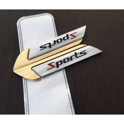 1Pair Yellow Metal Sport Racing Auto Trunk Tailgate Emblem Badge Decals Sticker Car Accessories