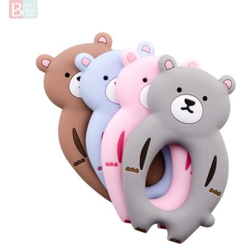 Bite Bites 1PC Bear Silicone Baby Teethers Tiny Rod Food Grade Silicone Pendant For Pacifier Chain Baby Goods Dinosaur Teether