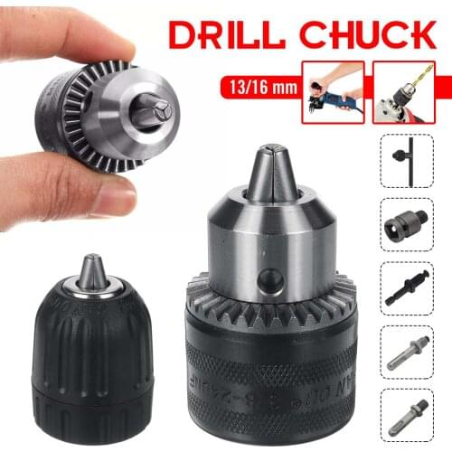 13/16mm Drill Chuck & Drill Chuck Adapter Convert Impact Wrench Into Electric Drill - 1/2"-20UNF & 3/8"-24UNF Thread 3 Jaw Chuck