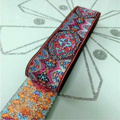 2''(5cmx7Meter )New classic court luxury webbing National wind embroidery Polyester Woven Jacquard Ribbon DIY costume lace trim