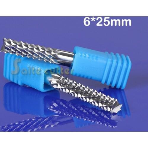 2pcs 6*25MM HQ PCB Corn Cutter CNC Router Bits End Milling Printer Circuit Board, Hard Wood, HDF Fiber Glass