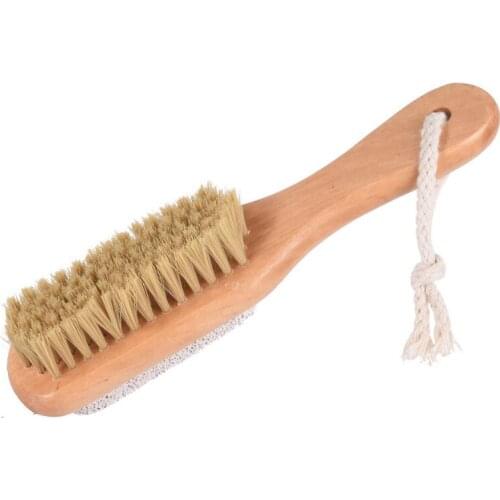 2 in 1 Natural Body or Foot Exfoliating SPA Brush Double Side with Nature Pumice Stone and Soft Bristle Brush LX6410