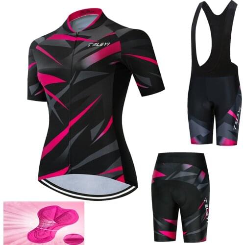 2021 Teleyi Pro Women Cycling Set Summer Women MTB Bike Cycling Clothing Bicycle Clothes Ropa Ciclismo Cycling Jersey Set