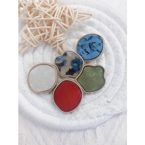 6pcs Vintage Square Ink Pattern Gold Metal Coat Buttons For Clothing Women Sweater Decorative Coat Sewing Accessories Wholesale