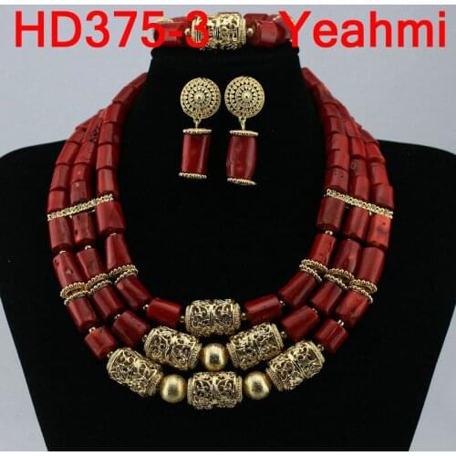 African Coral Beads Bridal Jewelry Set Dubai Gold Women Costume Party Jewelry Set Nigerian Wedding Jewelry Free Shipping