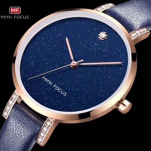 MINIFOCUS Casual Business Women Watches Quartz Analog Clock Starry Sky Dial Design Elegant Top Brand Luxury Ladies Wristwatches