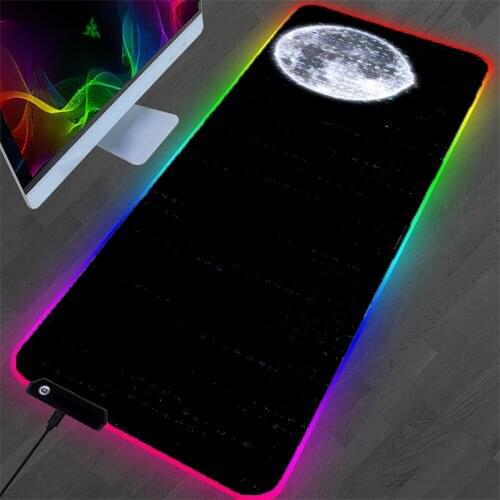 Black Planet Mouse Pad XXL LED Luminous MousePad RGB Backlit Large Notebook Gaming Carpet Game Desktop Table Mat Mini Pc
