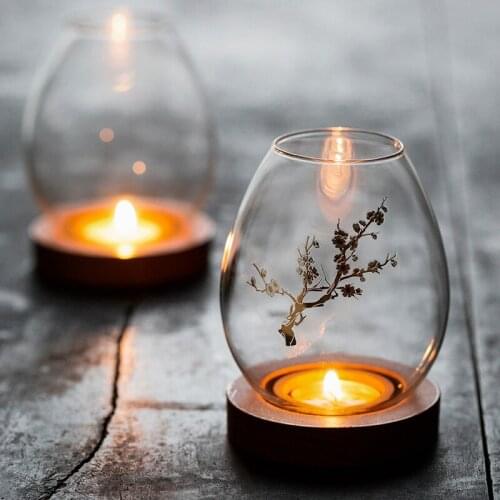 Wood Glass Candle Holder Gift Small Size Modern Candle Holders Wedding Vintage Table Centerpieces Table Centerpieces DL60ZT