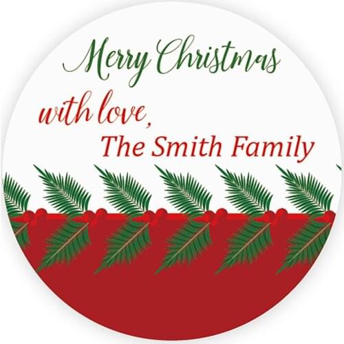 DouxArt 100X Customized Merry Christmas Stickers, 4cm Xmas Christmas Favors Party Decoration Gift Labels Stickers